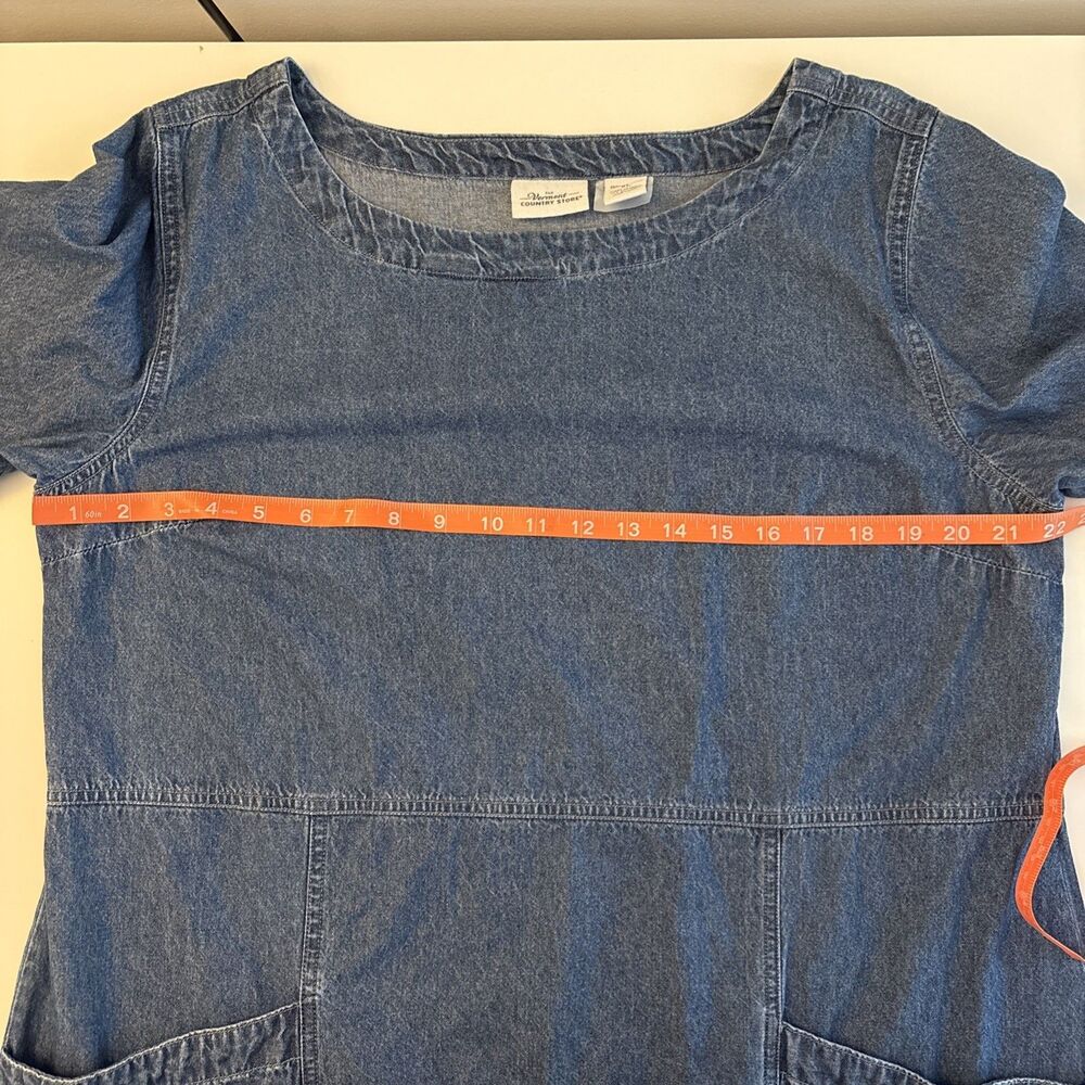 Vermont Country Store Women 100% Cotton Denim Dress XL Pockets Minimalist - Picture 5 of 7